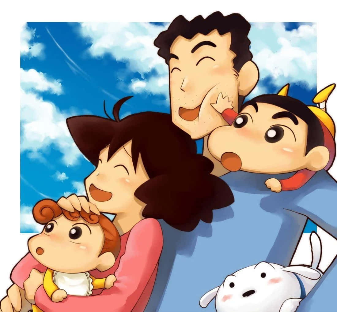 A Cartoon Family With A Dog And A Cat