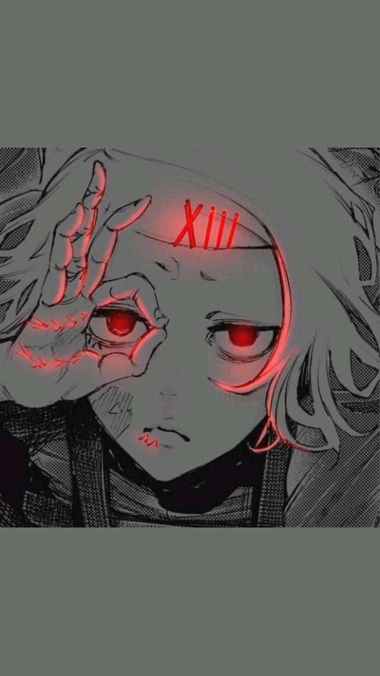Billede En anime-dreng med et mærkeligt udtryk. Wallpaper