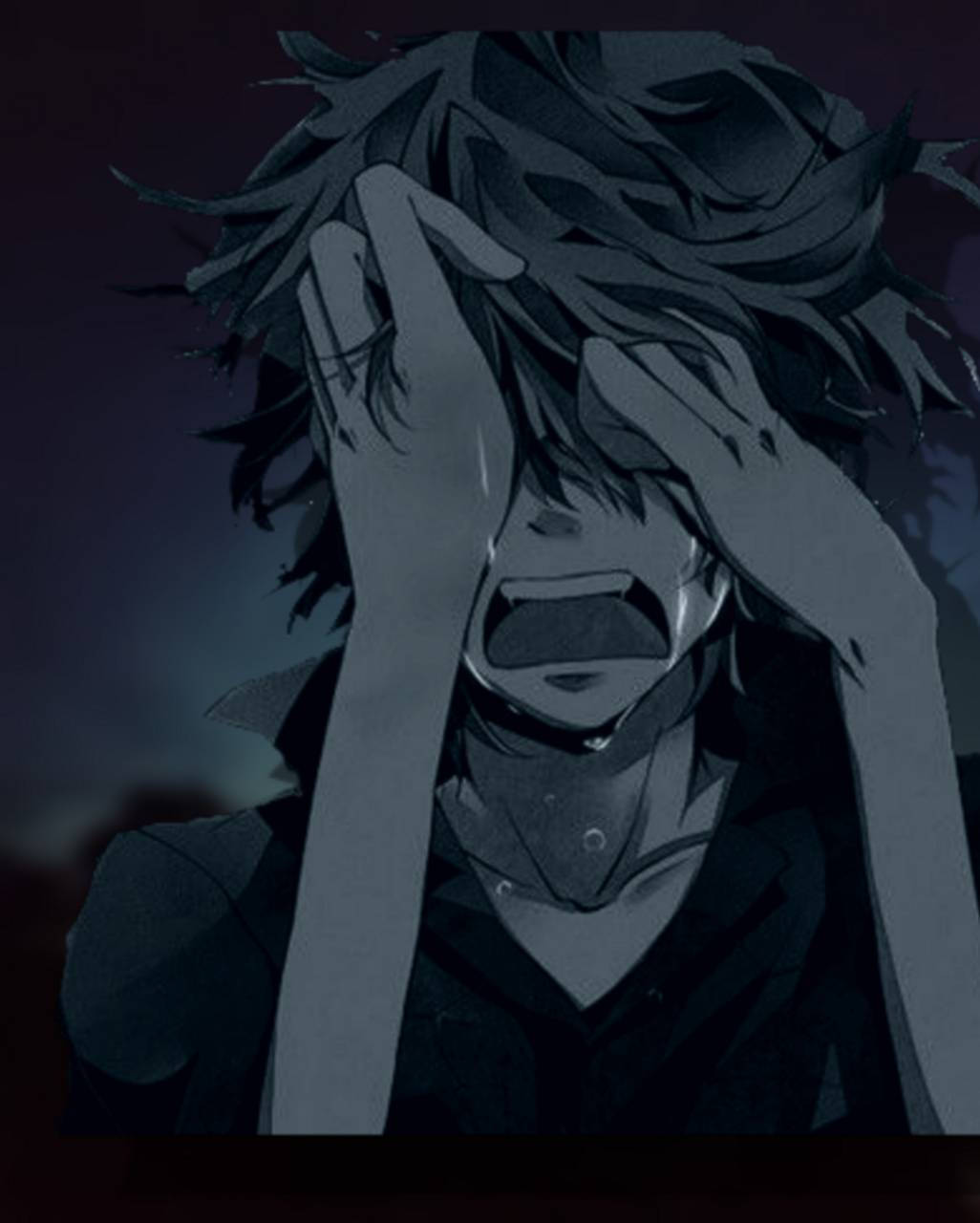 Dark Crazy Crying Anime Boy Wallpaper