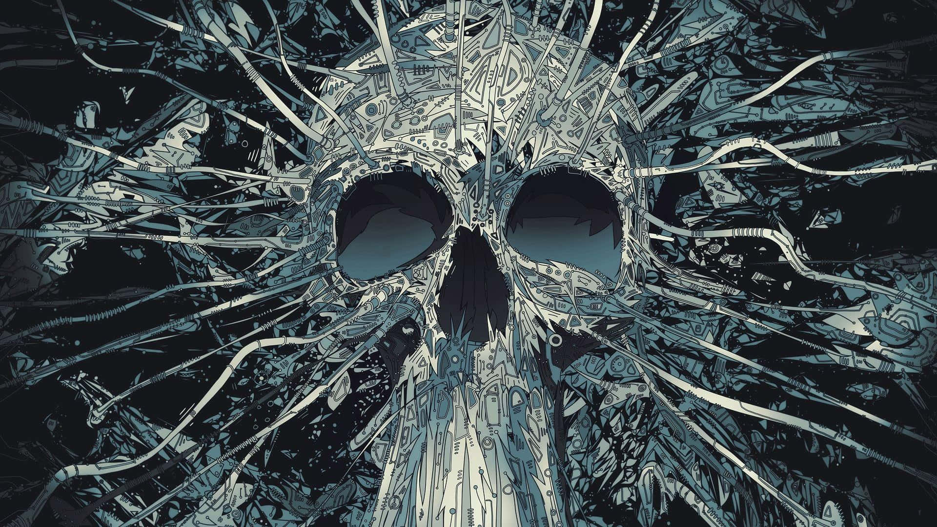 A Skull With Branches In The Background Wallpaper