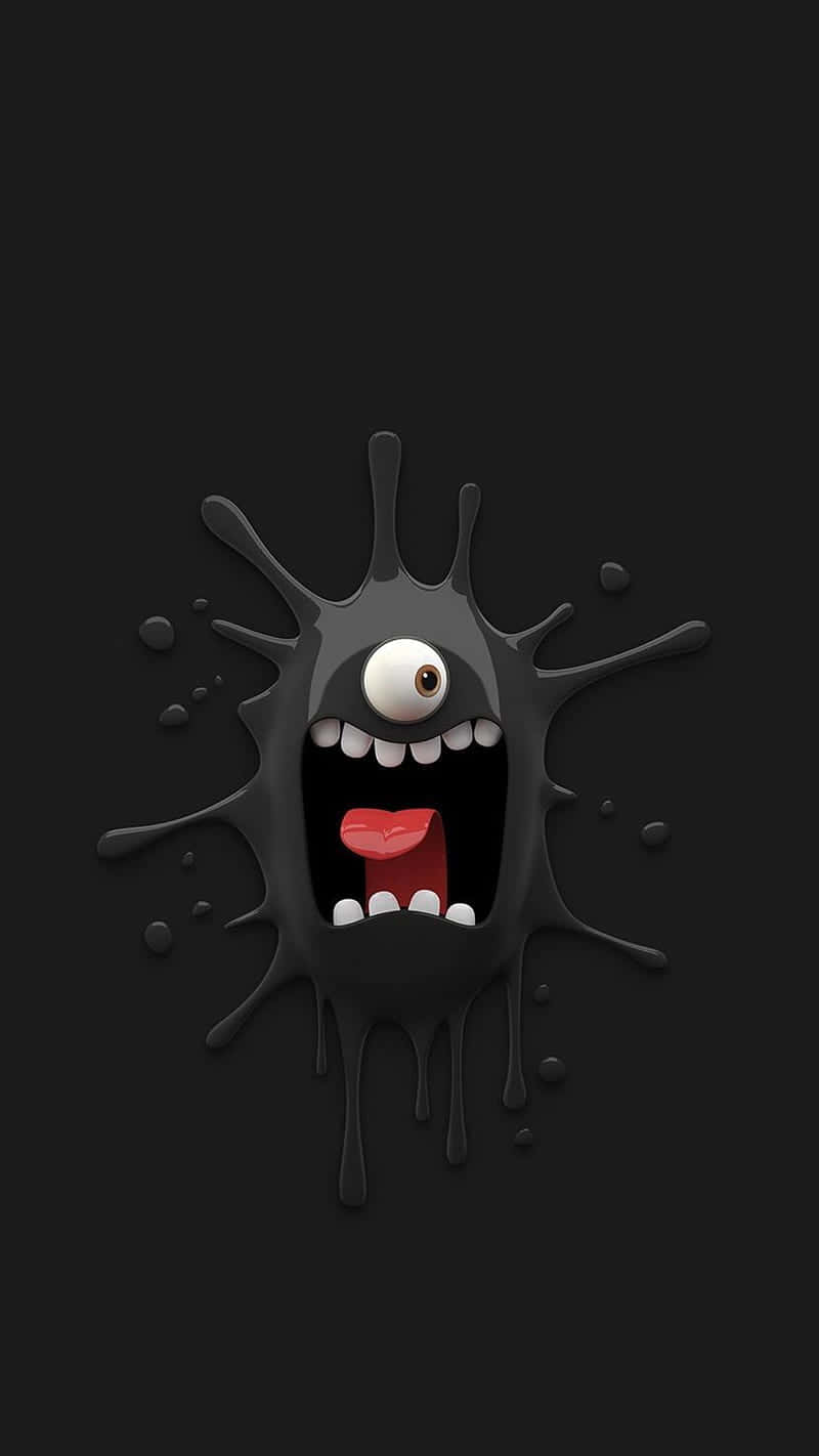 A Black Monster With A Mouth And Eyes On A Black Background Wallpaper