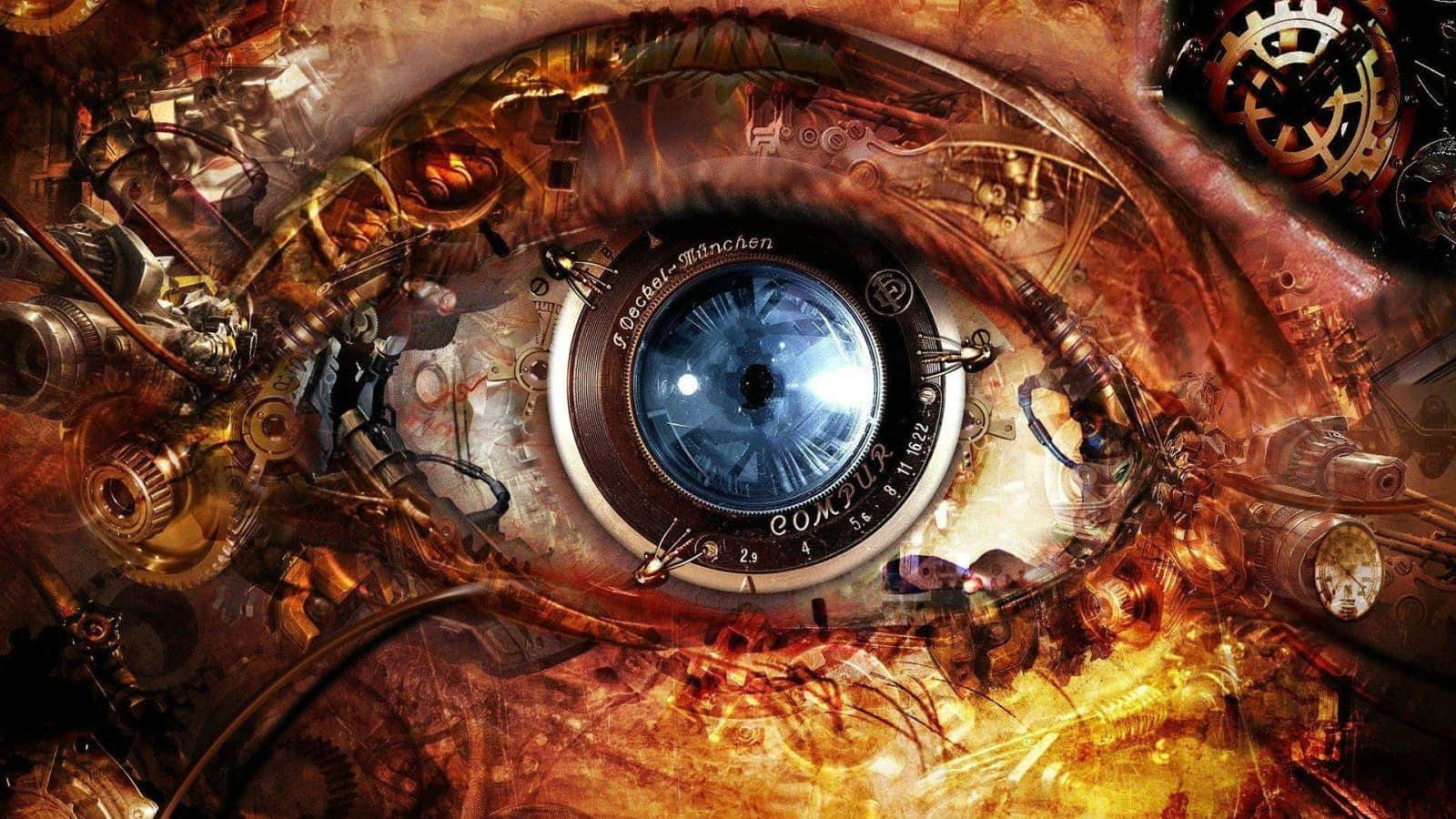 An Image Of An Eye With A Clock In It Wallpaper