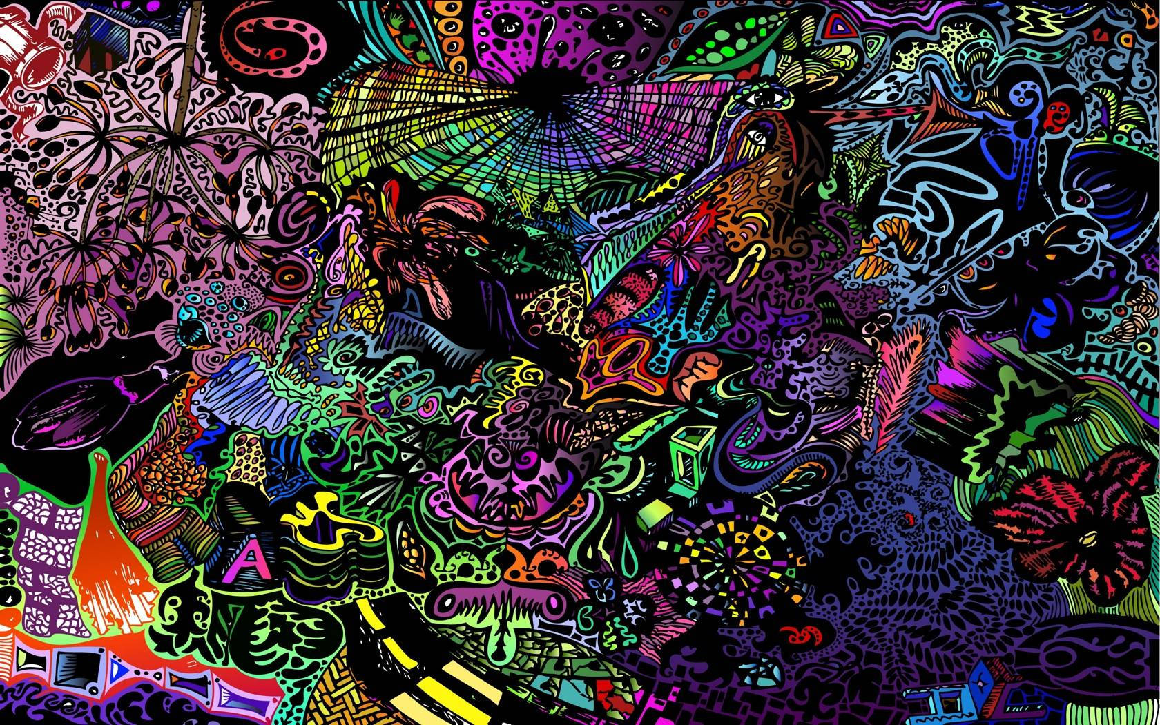 Crazy Farverig Abstrakt Kunst Wallpaper