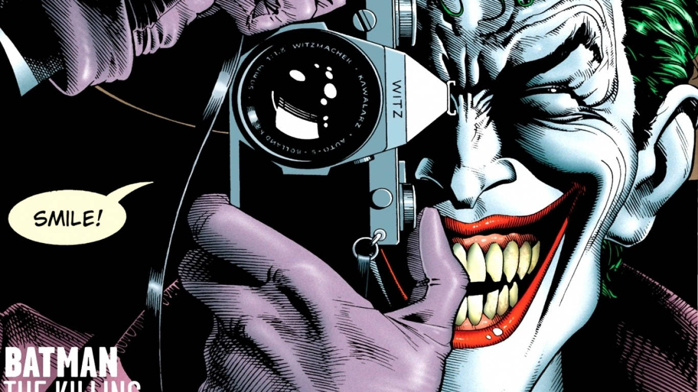 Gal Joker Killing Joke har en elektrisk farvepalet. Wallpaper