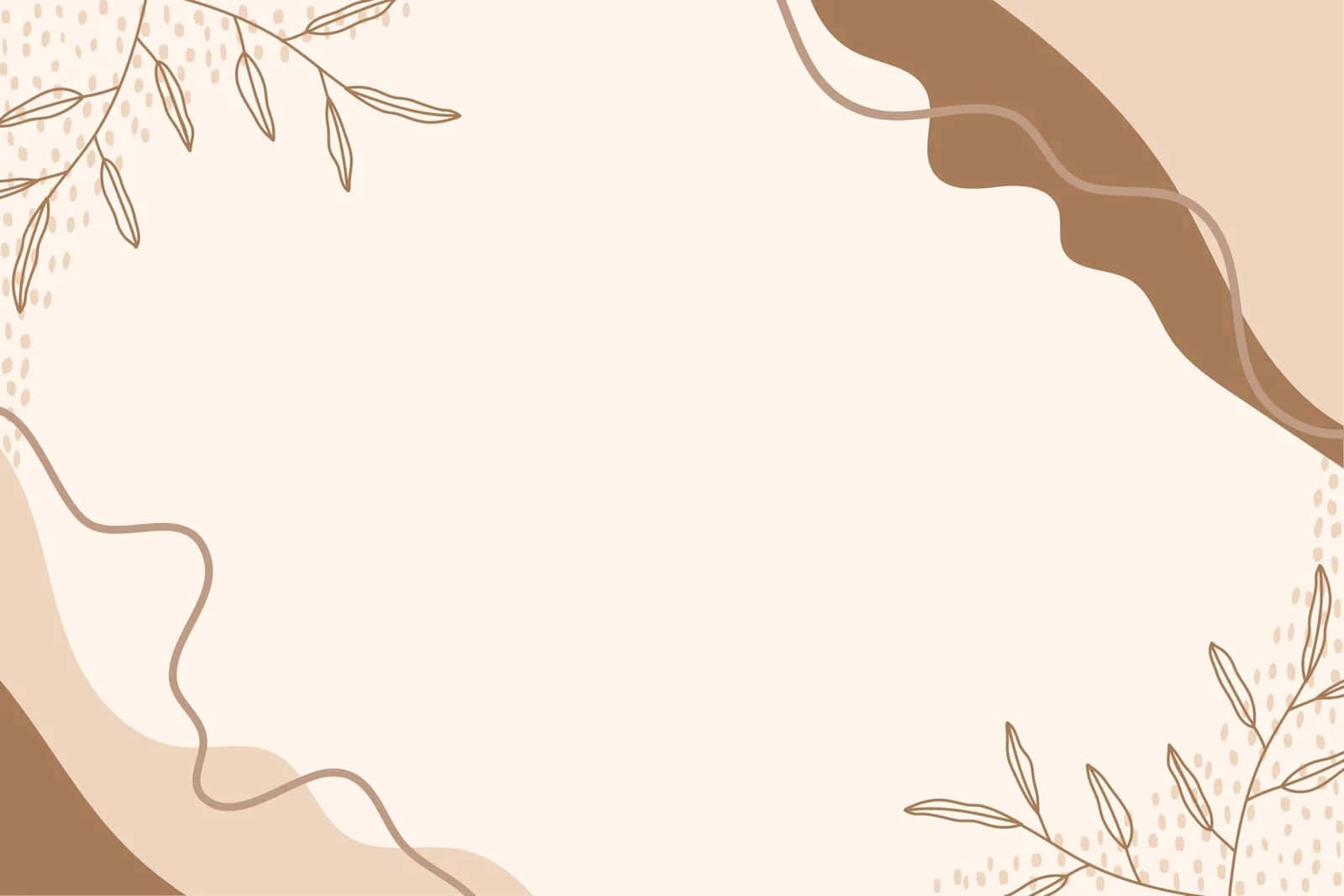 Cream Leaves And Abstract Design Background