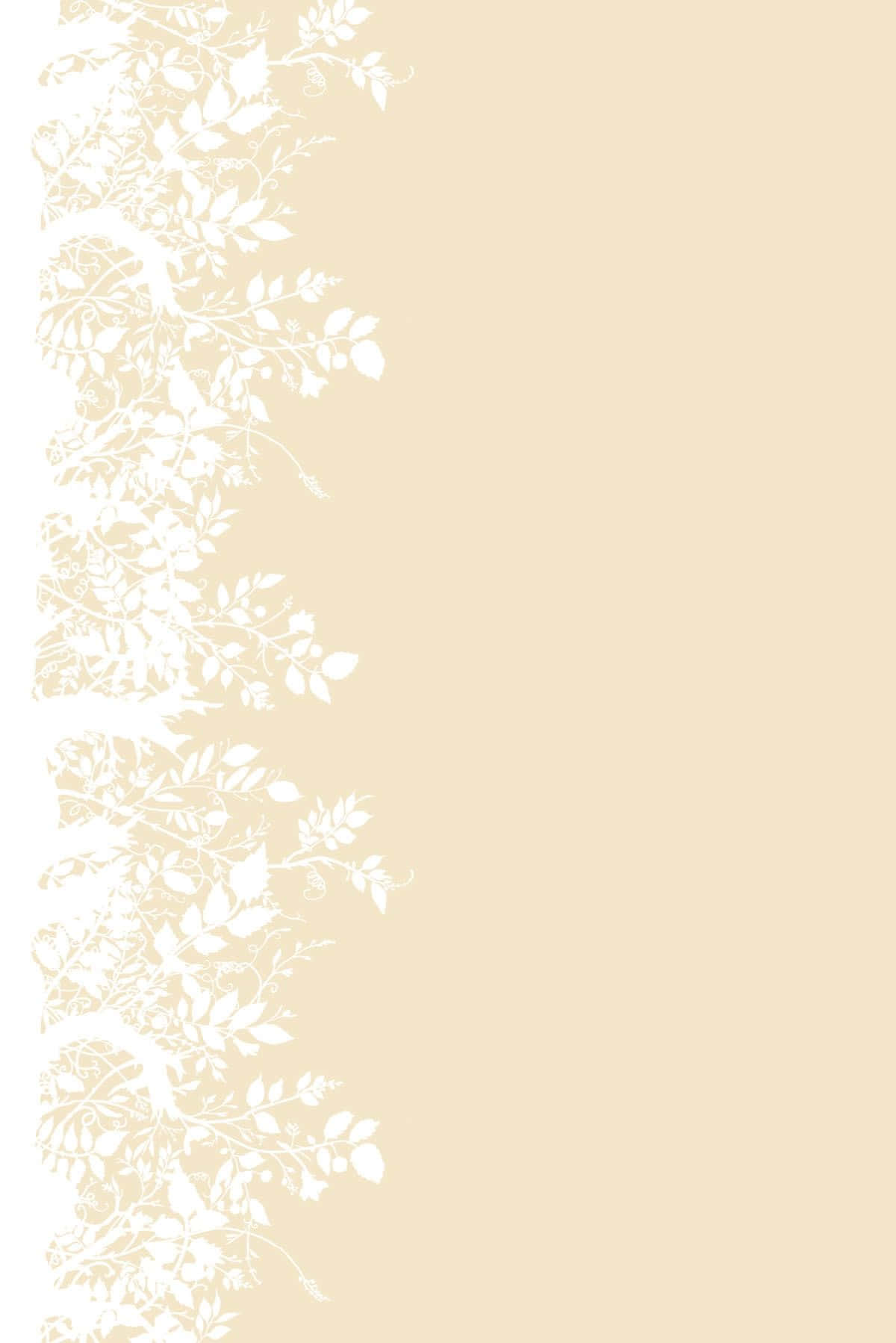 Cream Color Background White Leaves