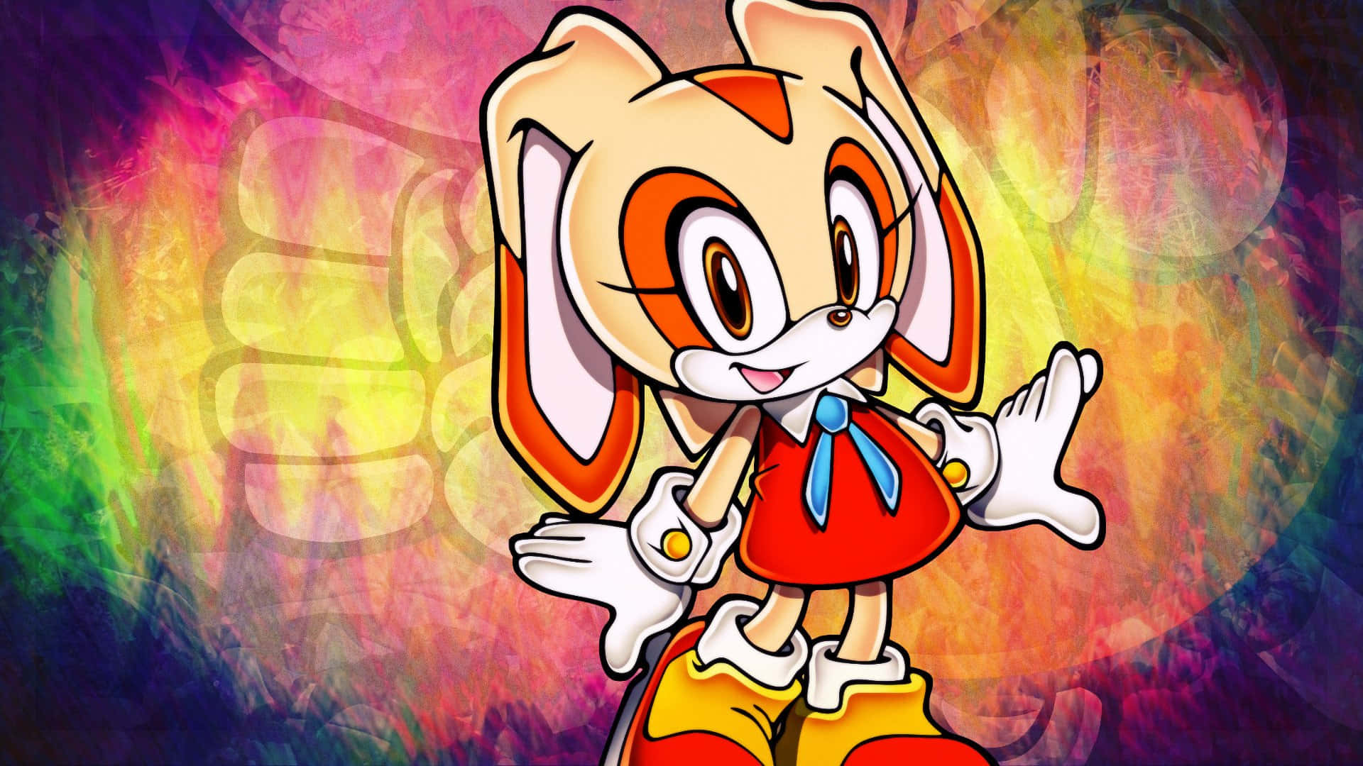 Cream The Rabbit posing with Cheese the Chao Wallpaper