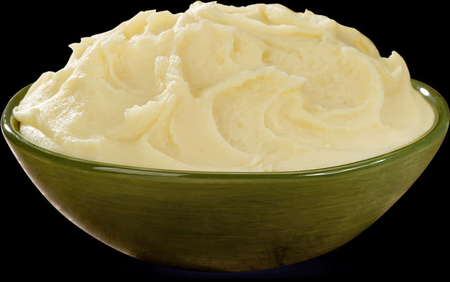 Creamy Mashed Potatoesin Green Bowl PNG