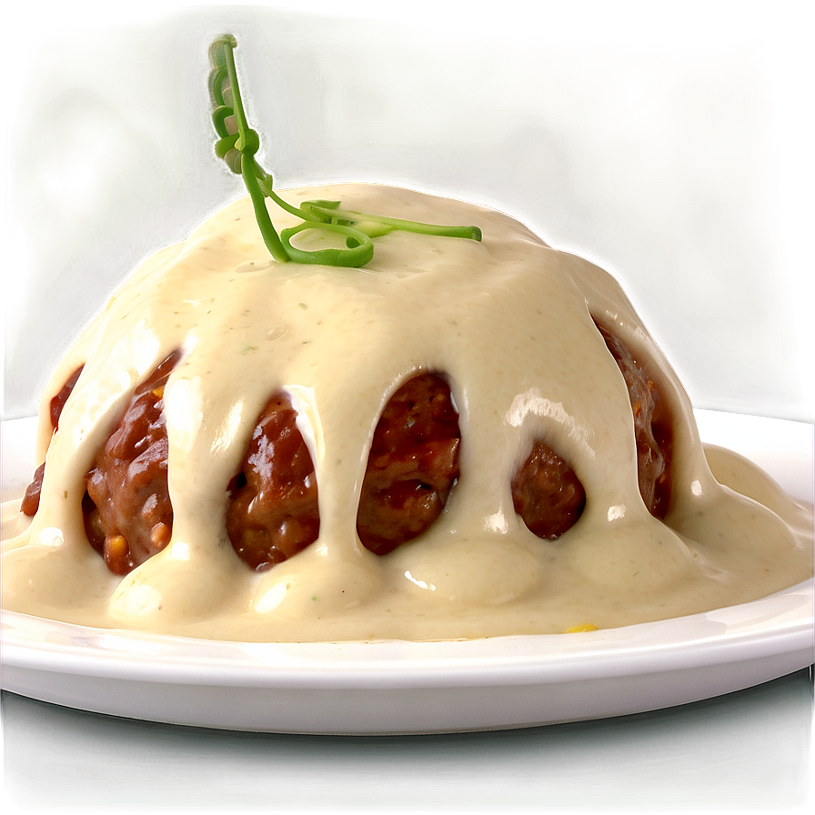 Creamy Sauce Meatballs Dish PNG