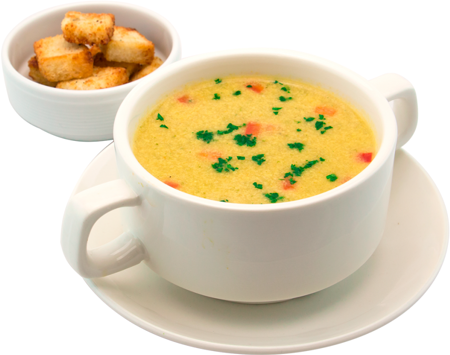 Creamy Vegetable Soupwith Croutons PNG