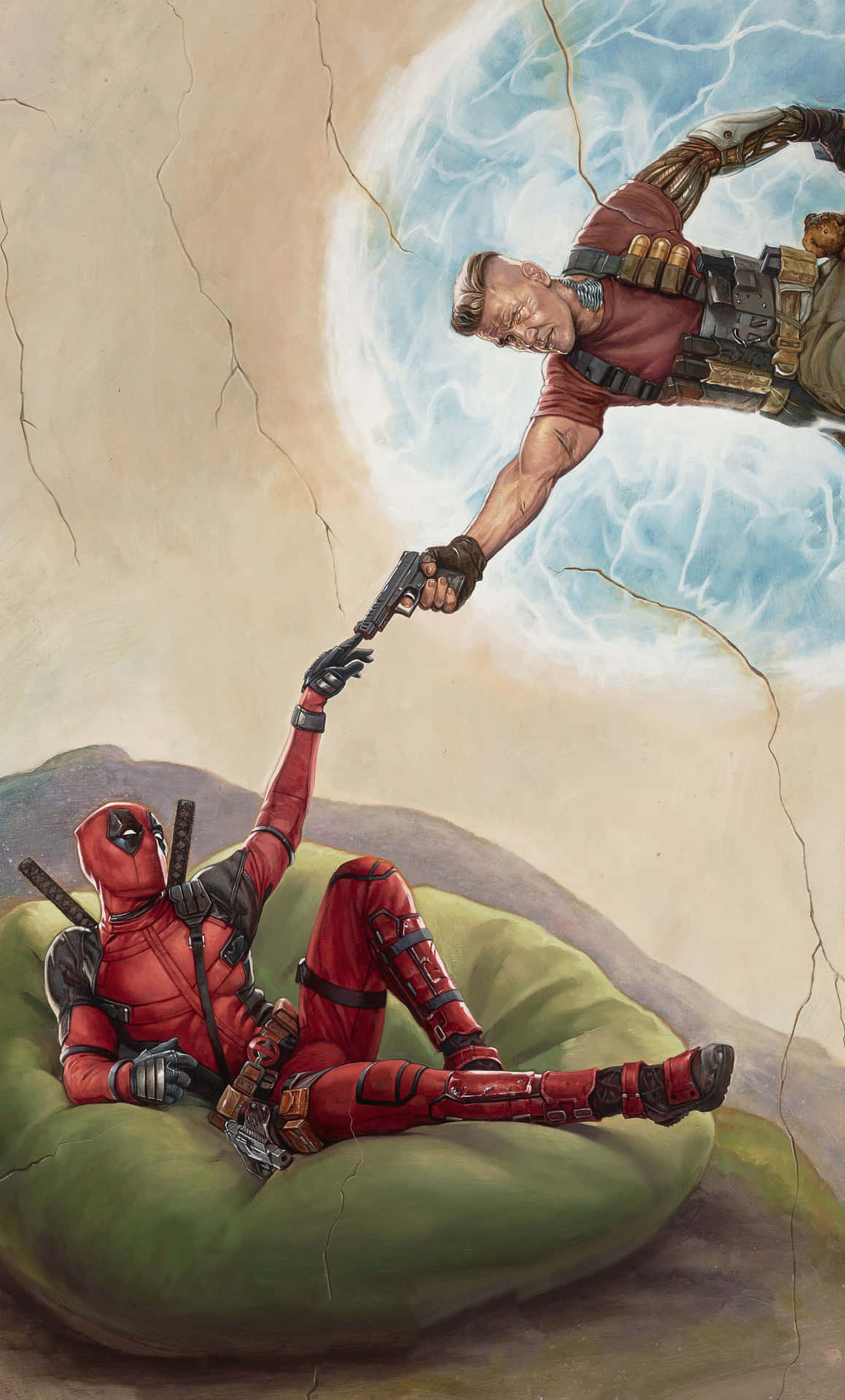 Deadpool Version Af Skabelsen Af Adam 4k Tapet Wallpaper