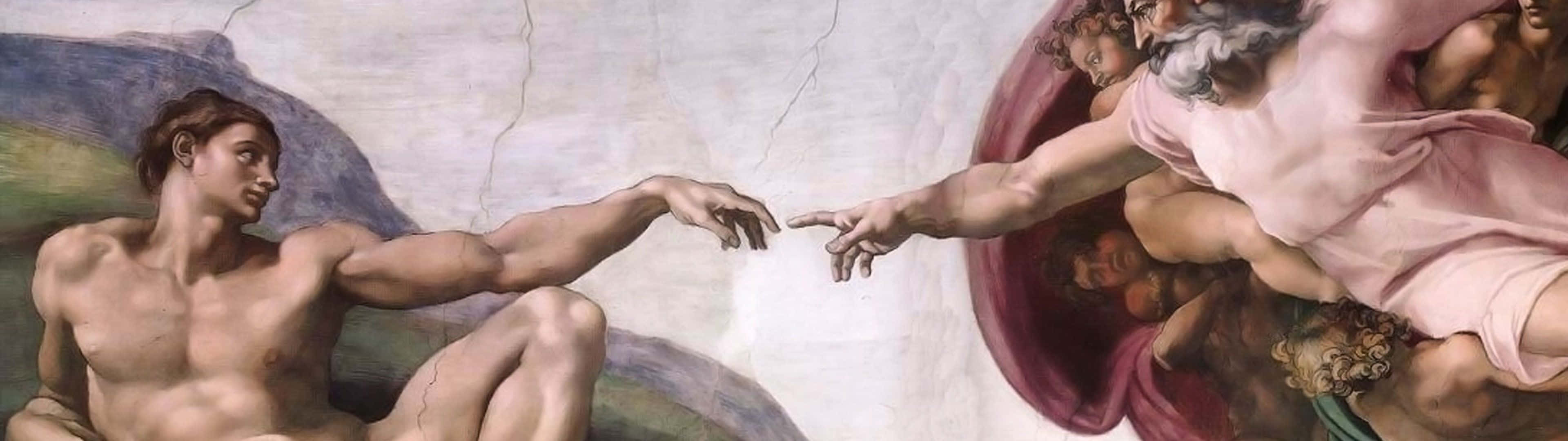 Michelangelos fresco af Skabelsen af Adam præger din baggrund. Wallpaper