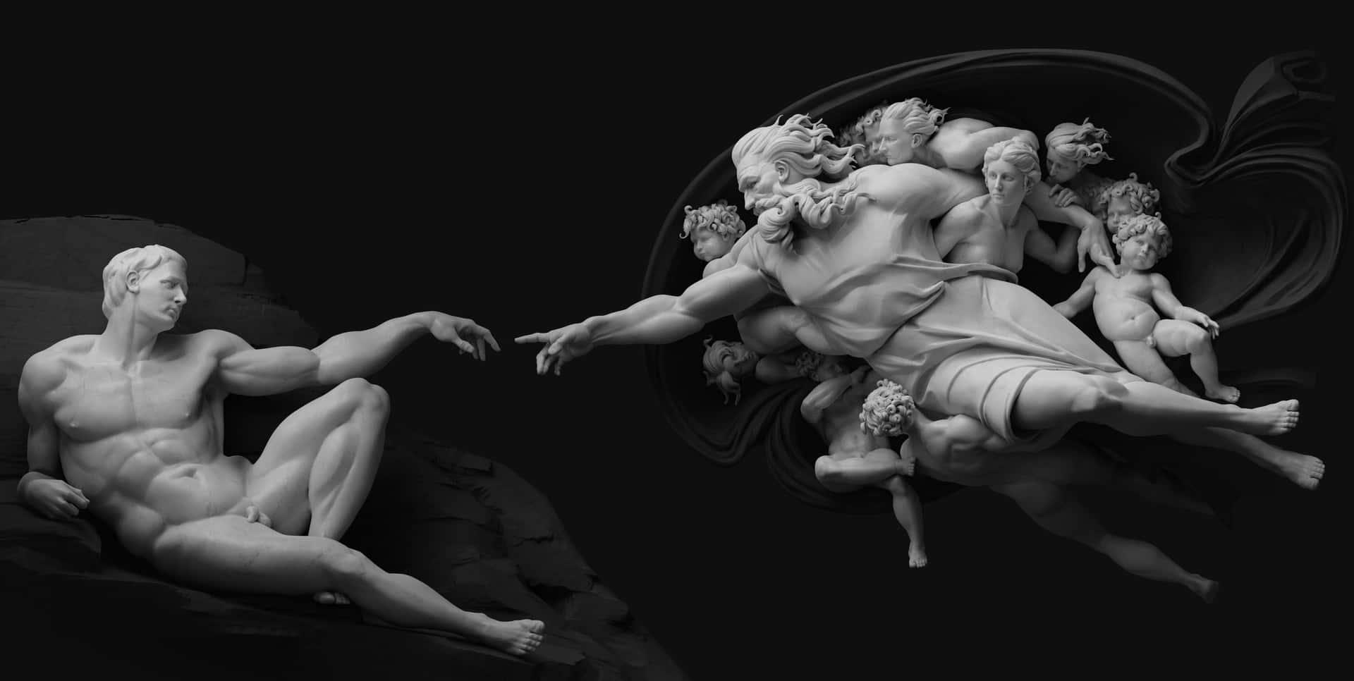 Michelangelosberömda Målning 'skapelsen Av Adam' Wallpaper