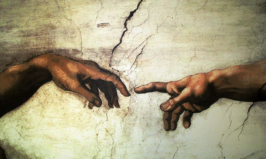 Michaelangelo's Creation Of Adam 4k Fingers Wallpaper