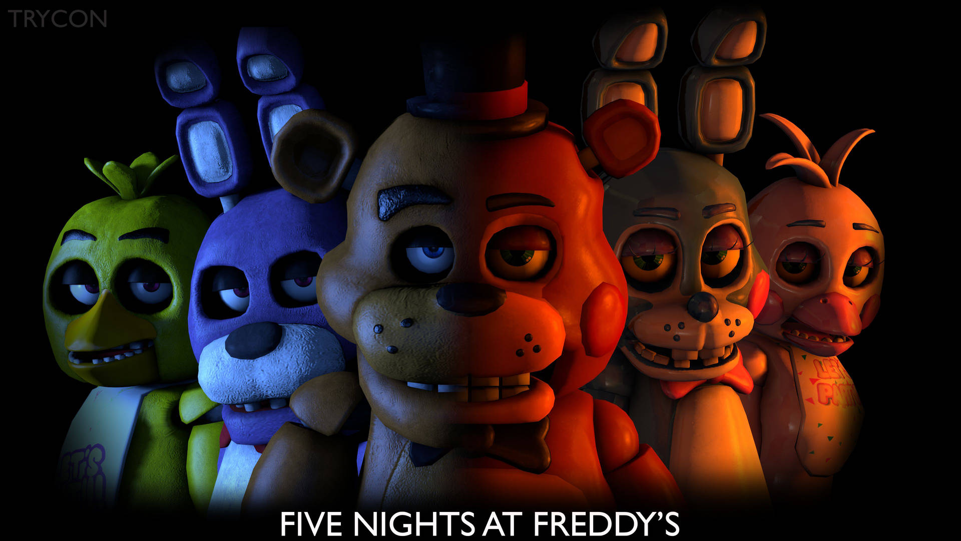 A Creepy Combination of Classic and Toy FNAF Wallpaper