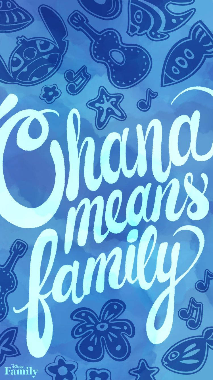 Creative Blue Lilo And Stitch Ohana Wallpaper