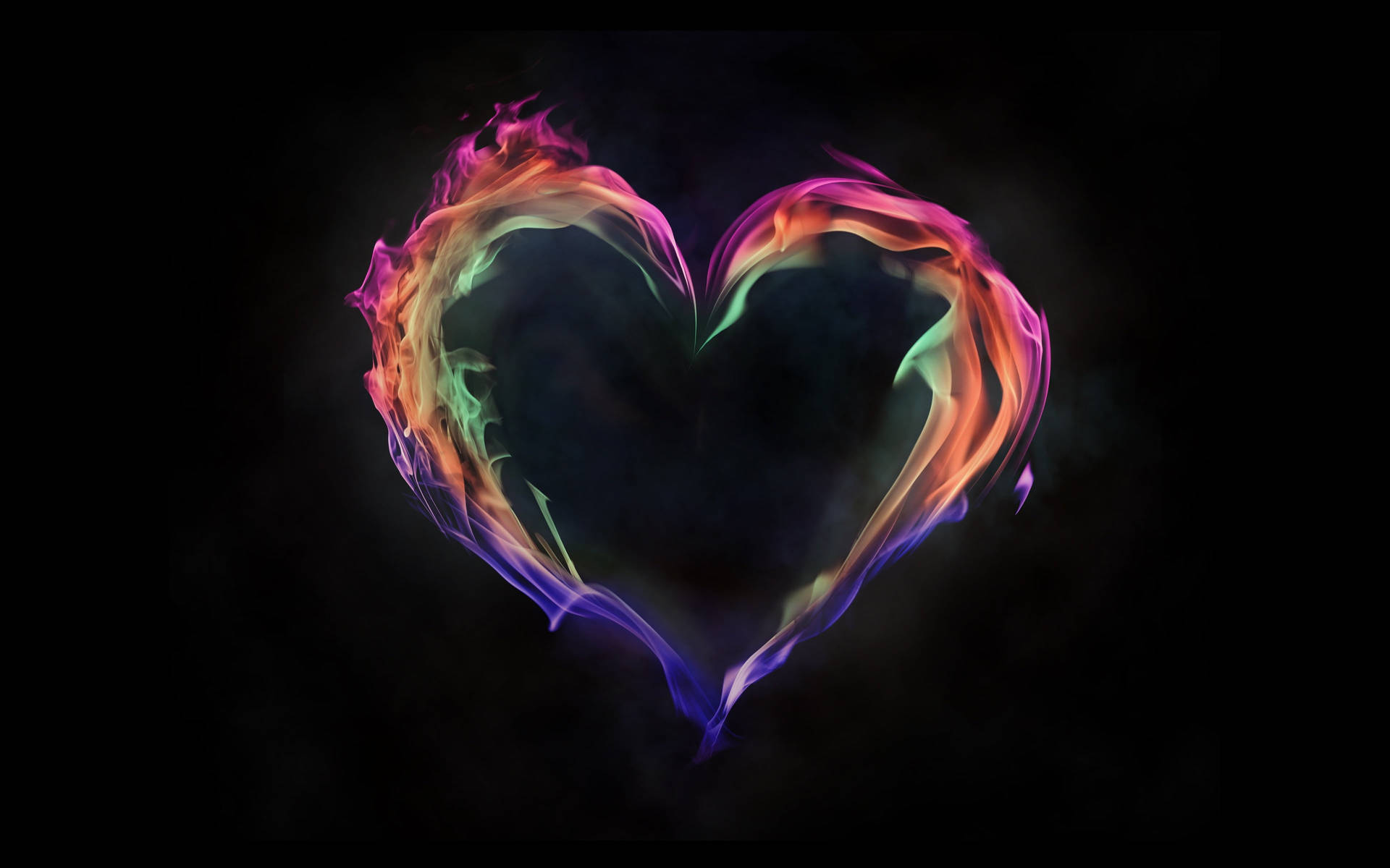 Creative Colorful Flaming Heart Wallpaper