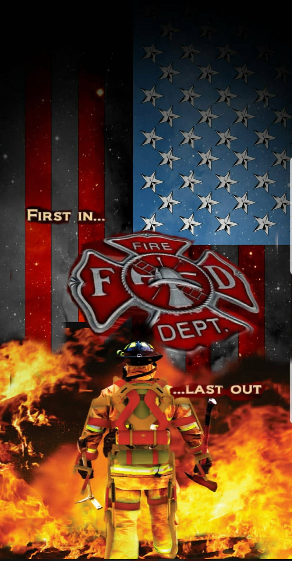 Creative Firefighters Collage With Quote Wallpaper
