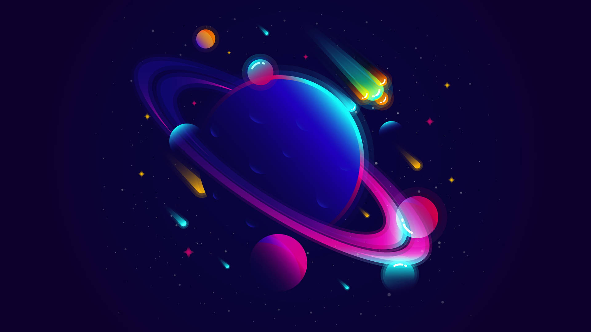 Creative Galaxy Planet Purple Wallpaper