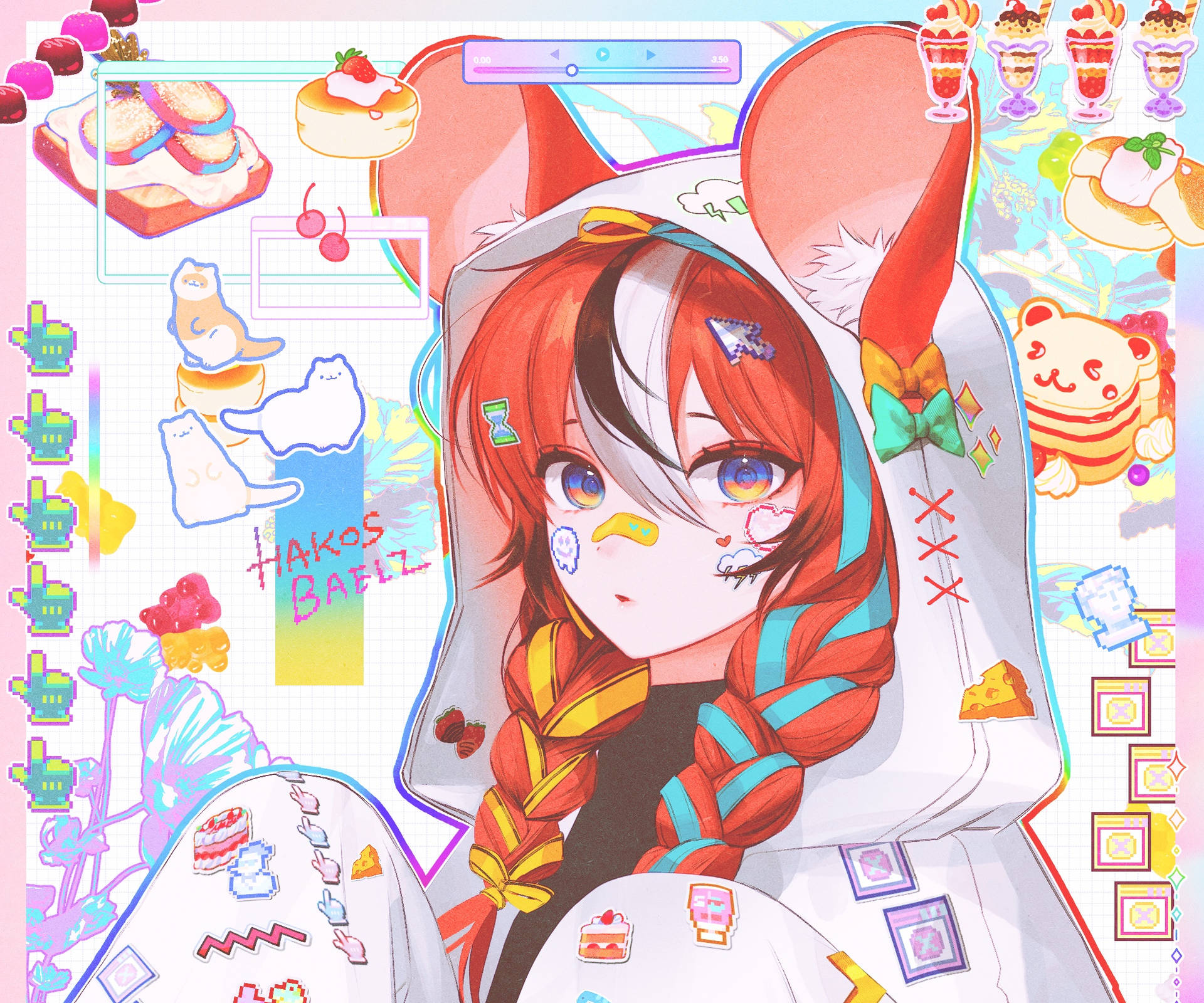 Hakos Baelz from Hololive in a Creative Illustration Wallpaper