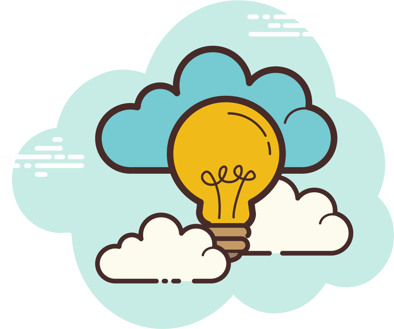 Creative Idea Cloud Lightbulb Illustration PNG