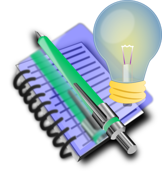 Creative Idea Notepadand Lightbulb PNG