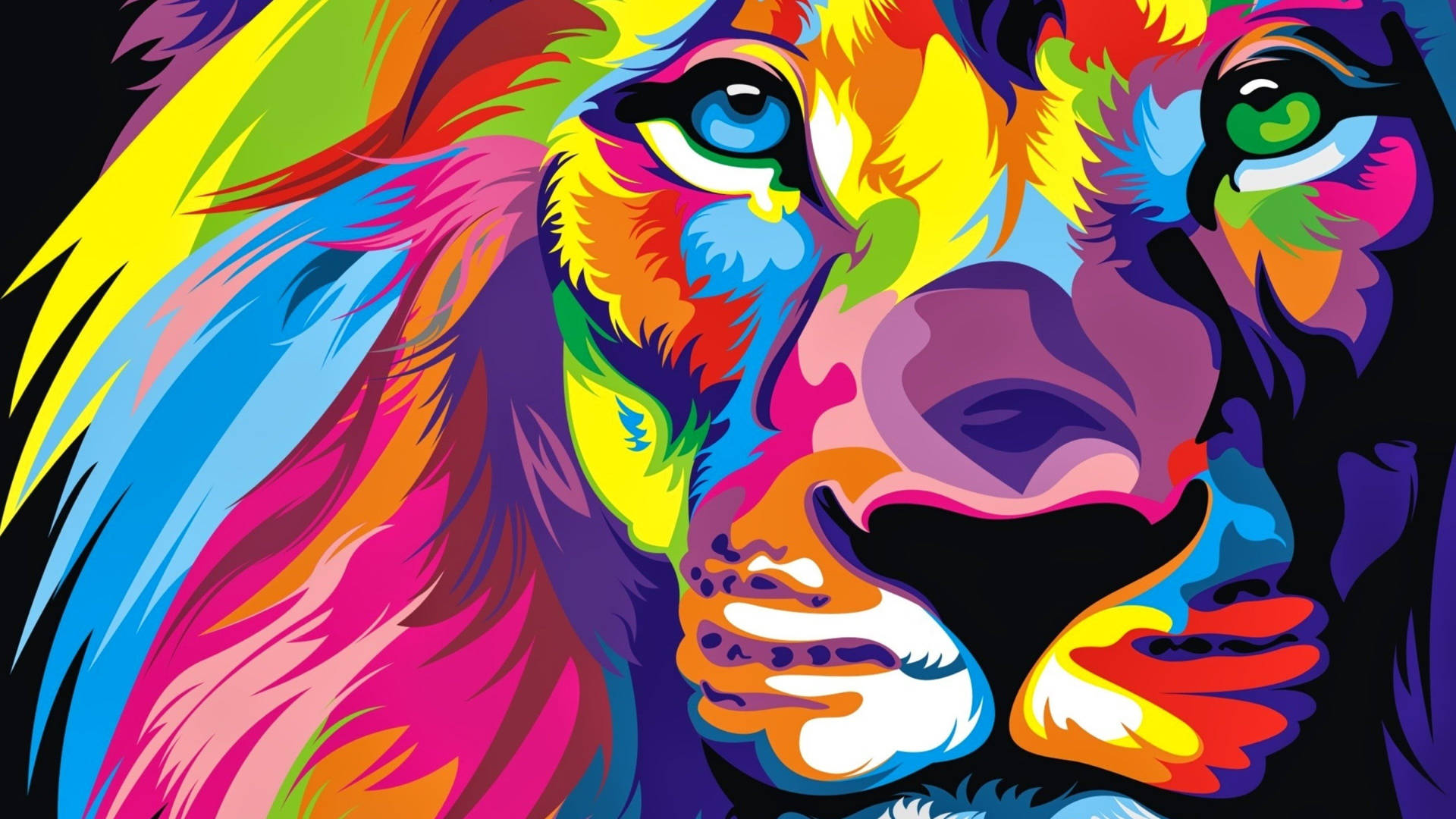 Creative Lion Face Art Wallpaper