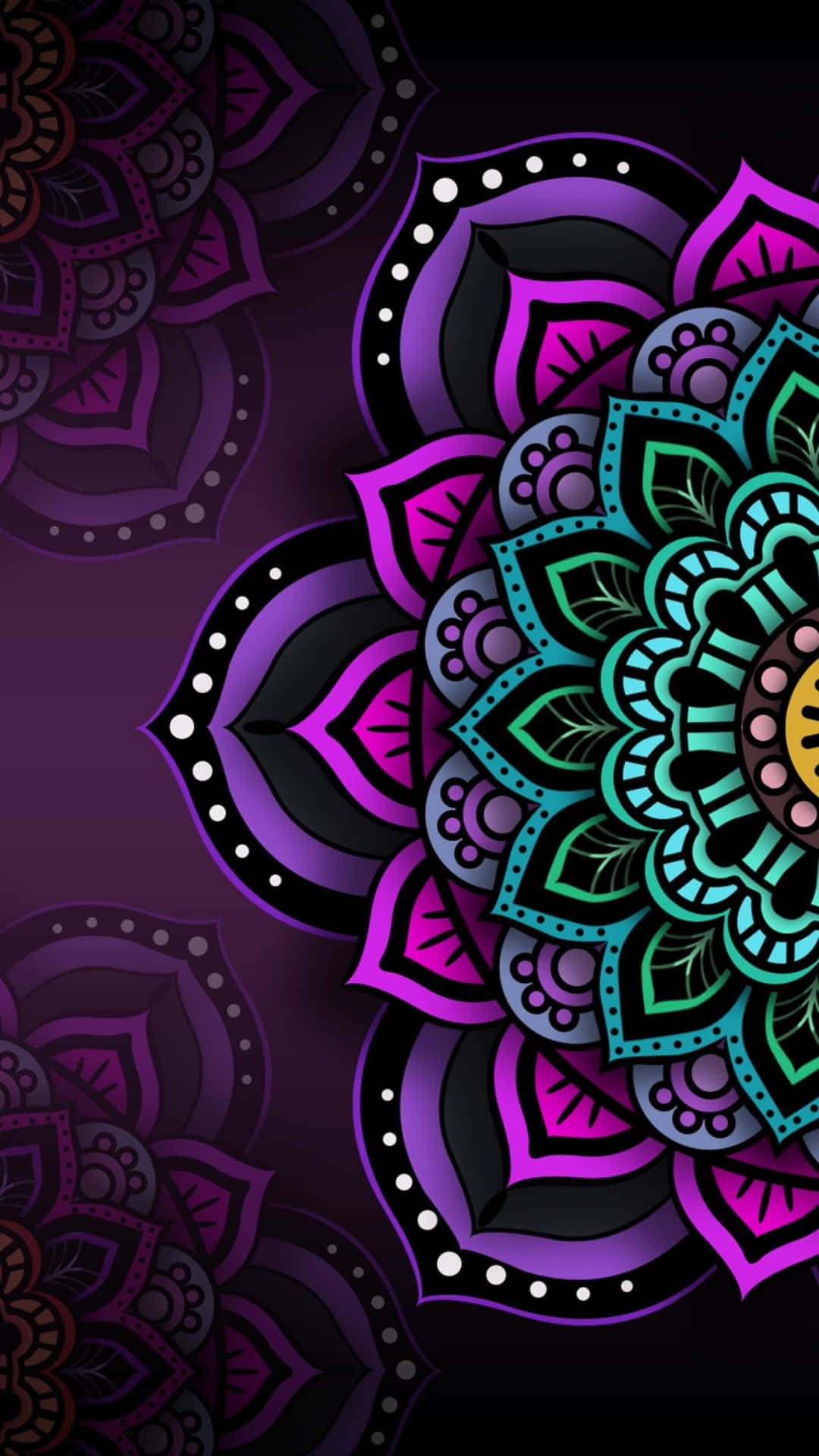 Creative Mandala Art Drawing On Black Background