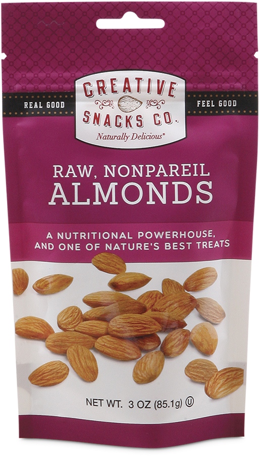 Creative Snacks Co Raw Nonpareil Almonds Package PNG