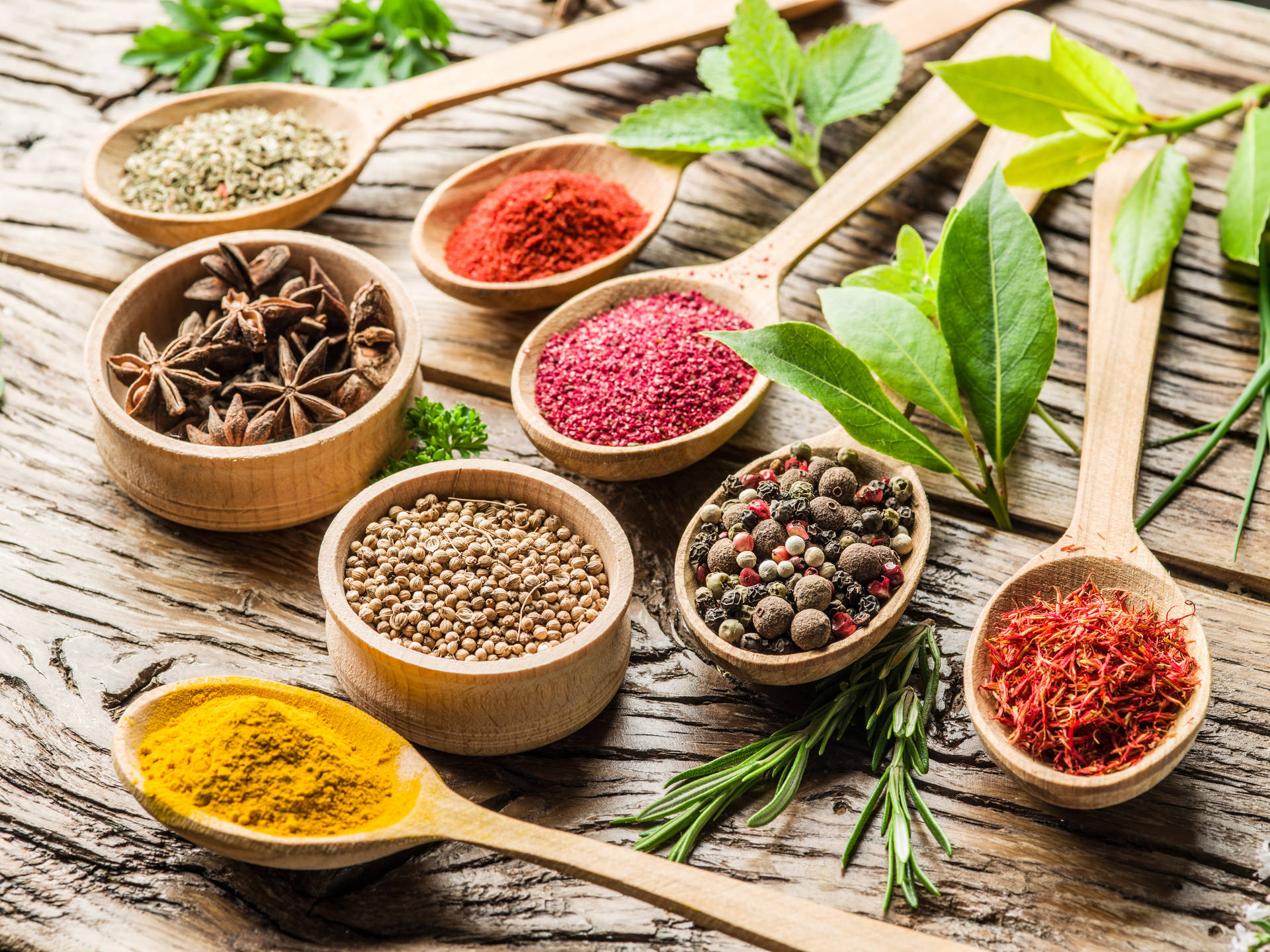 Creative Spices And Herbs Arrangement Wallpaper