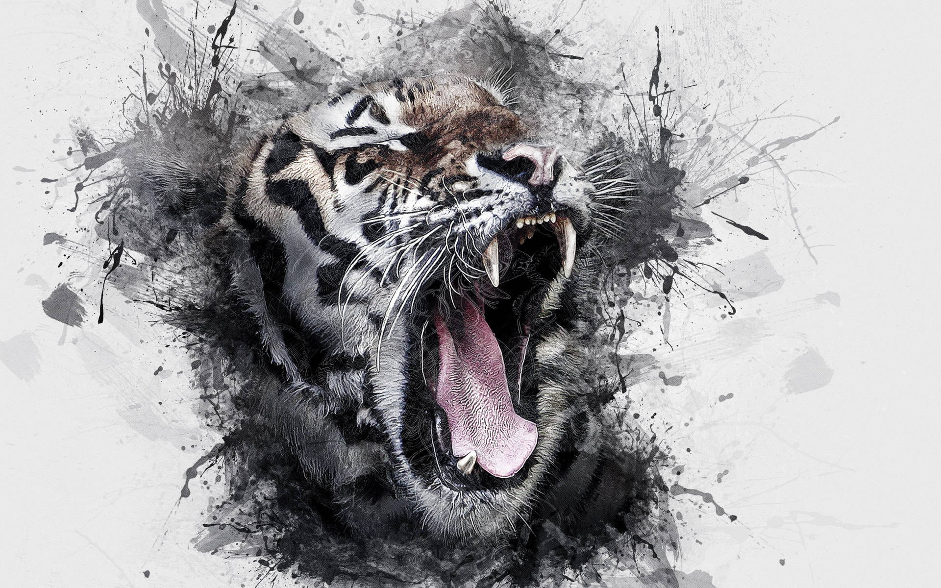 Creative Tiger Roaring Art Picture