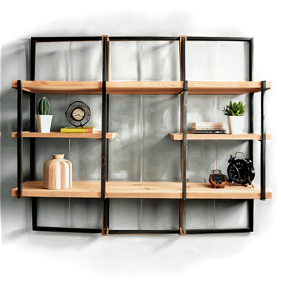 Creative Wood Shelf Setups Png 06272024 PNG