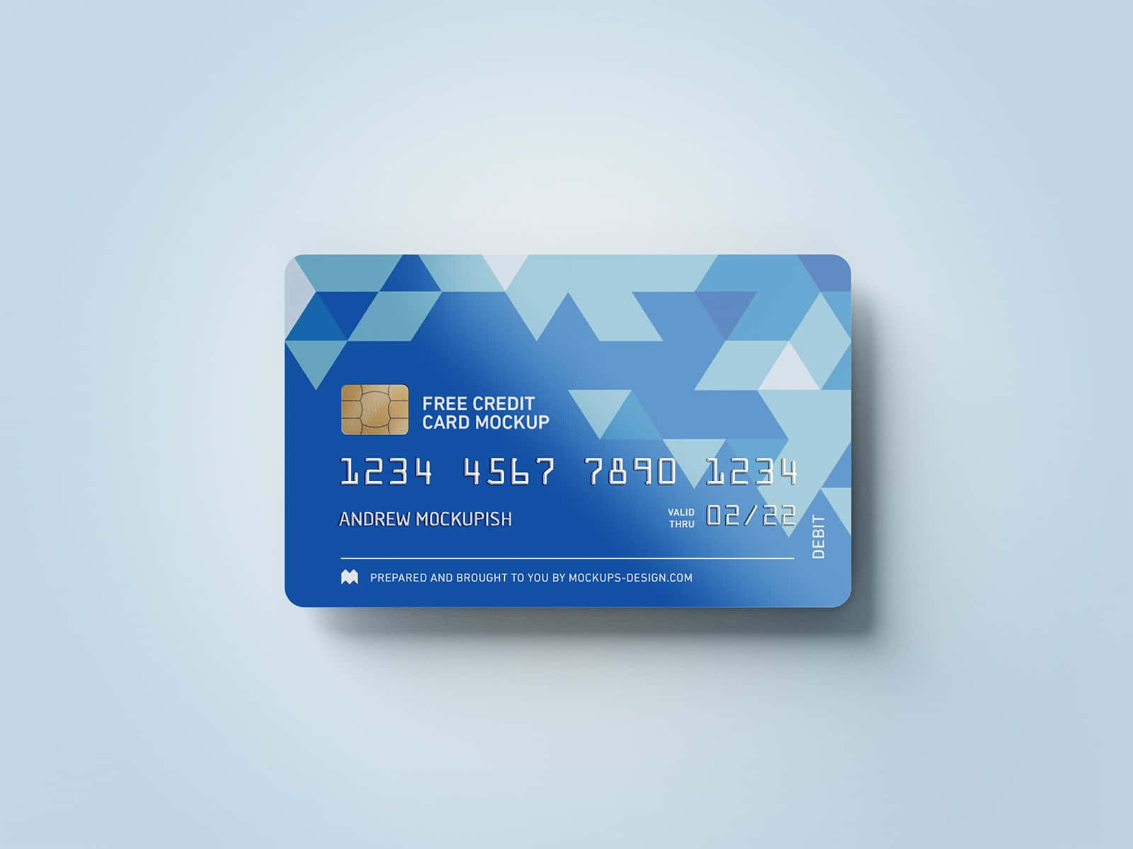 A Credit Card With Blue Geometric Shapes