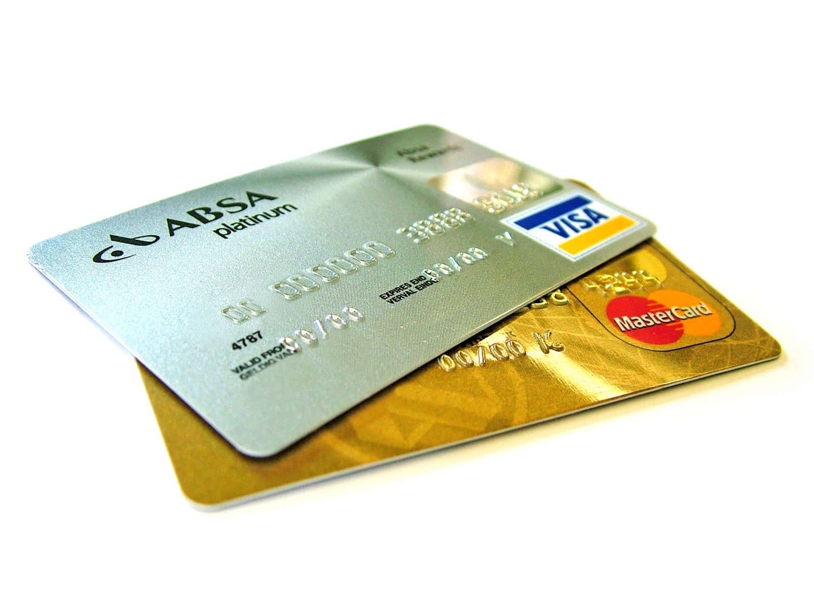 Two Credit Cards On A White Background
