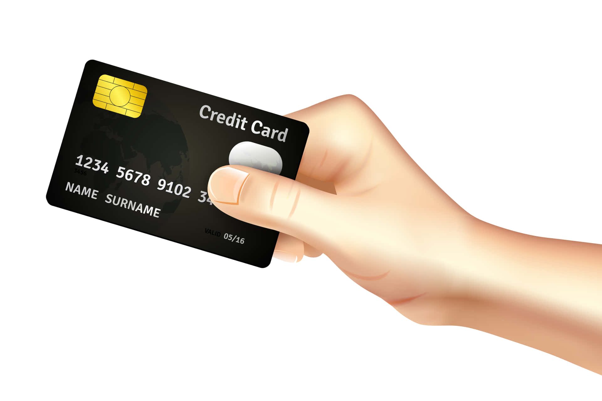 A Hand Holding A Credit Card On A White Background