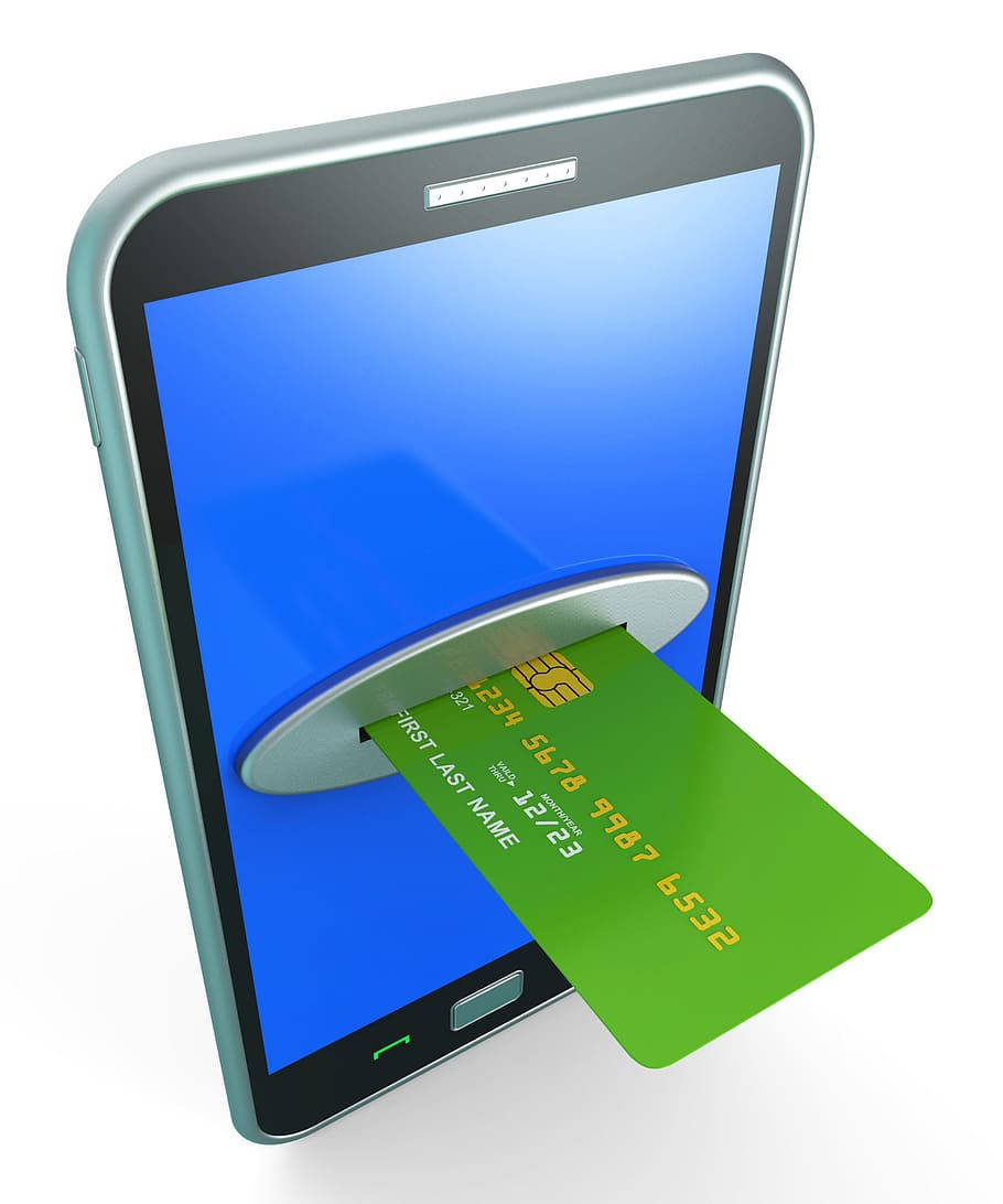 Kreditkort på telefon til digital betaling Wallpaper