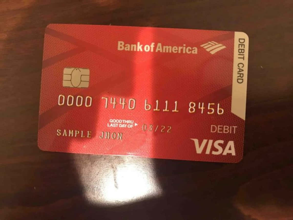 Tapettil Computer Eller Mobiltelefon Med Motiv Af Bank Of America Visa-kort.