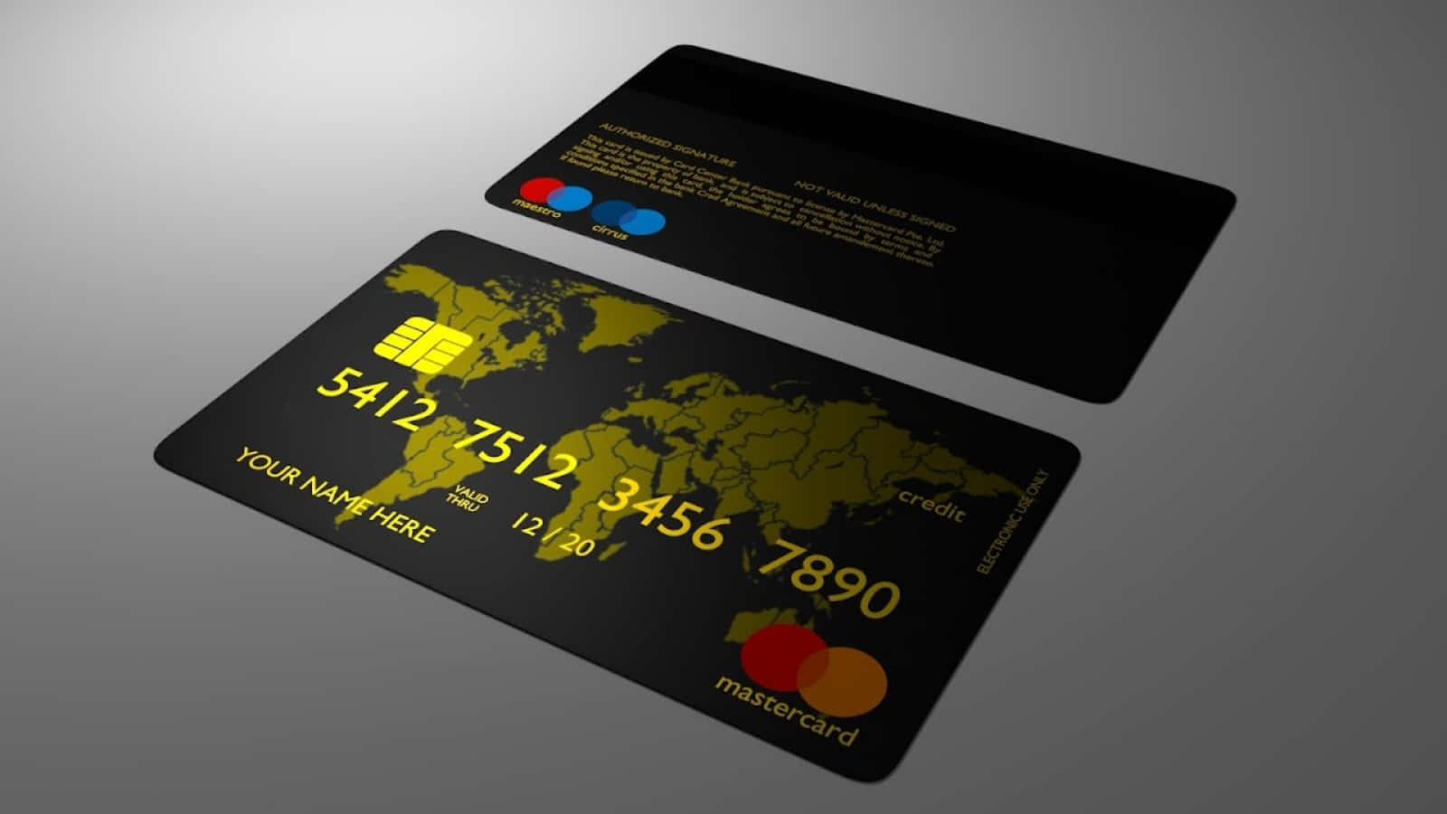 A Black And Gold Credit Card With A World Map