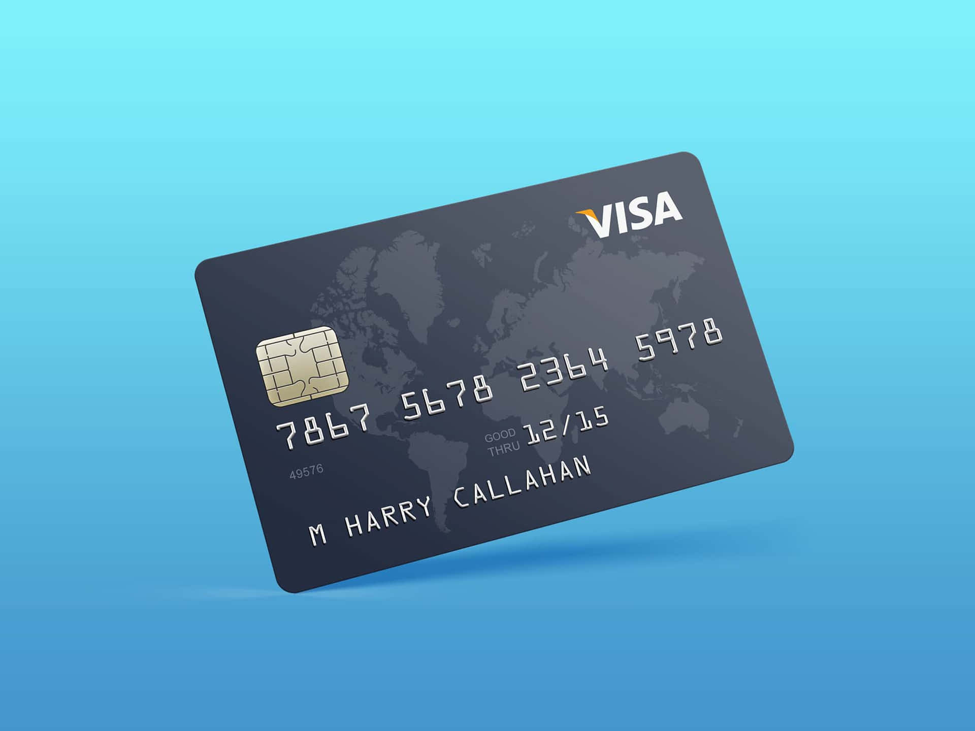 Visa Credit Card On Blue Background