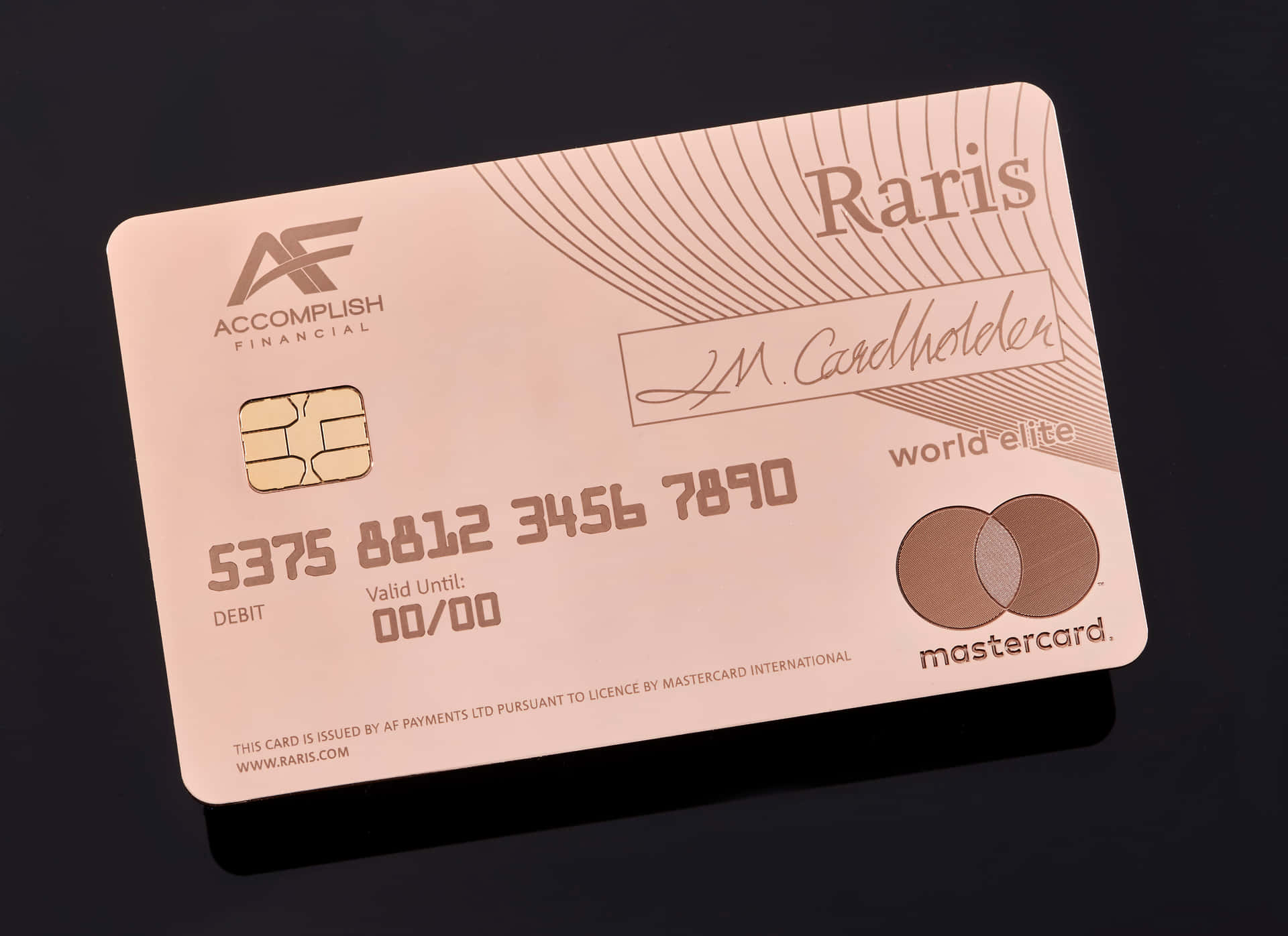 A Gold Credit Card With The Name Africa