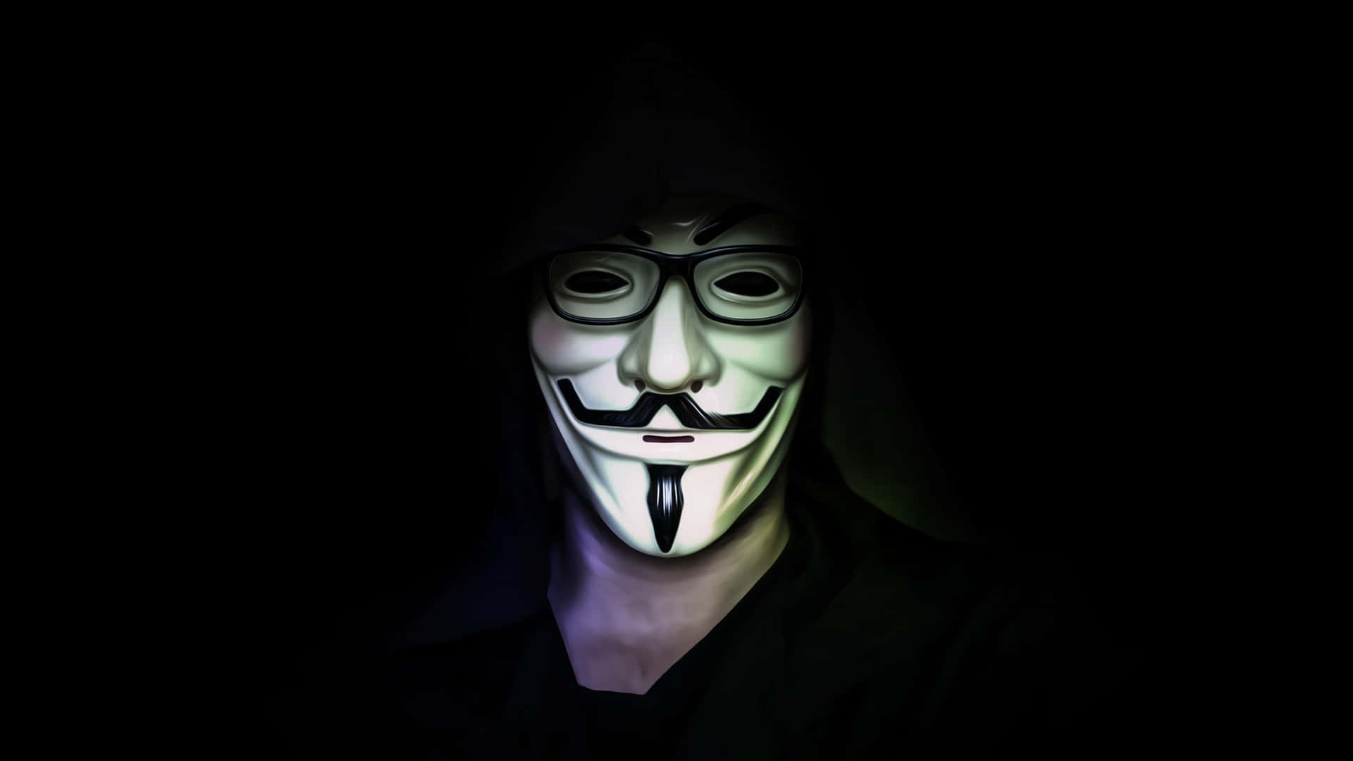 Creepy 4k Mask Anonymous With Glasses Wallpaper