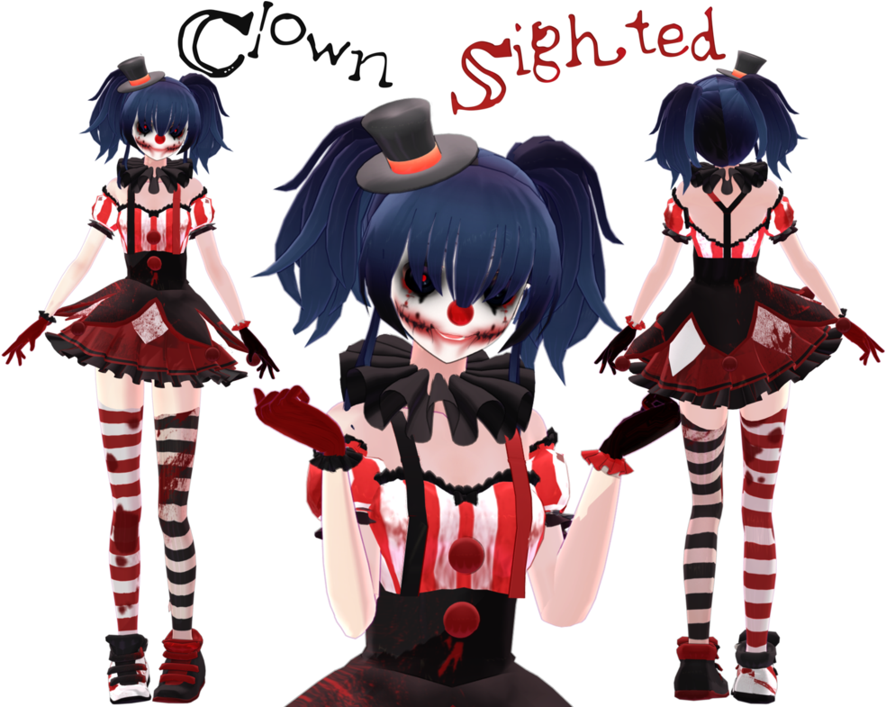 Creepy Anime Clown Character PNG