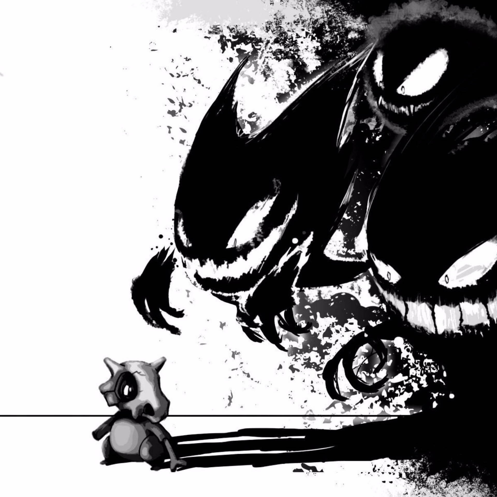 Creepy Anime Ghost Pokémons Scaring Cubone Wallpaper