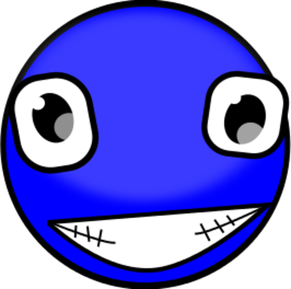 Creepy Blue Cartoon Face PNG