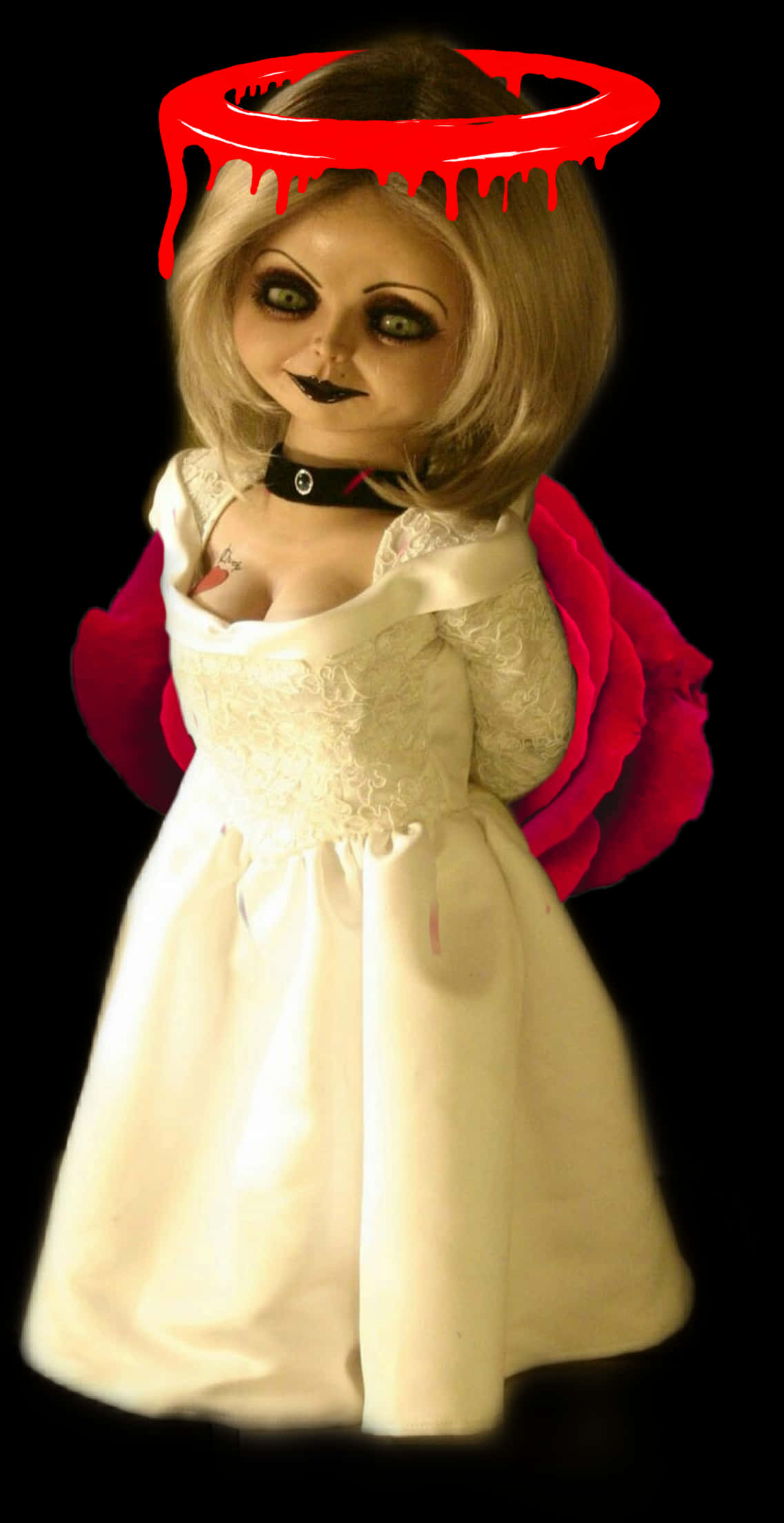 Creepy Bride Dollwith Halo PNG
