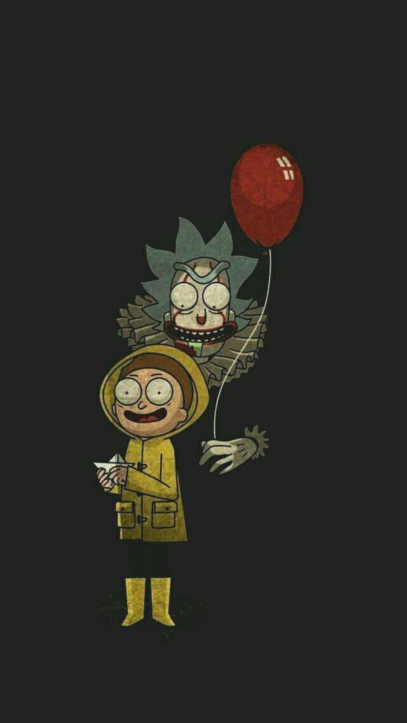 Creepy_ Clown_and_ Child_ Cartoon Wallpaper