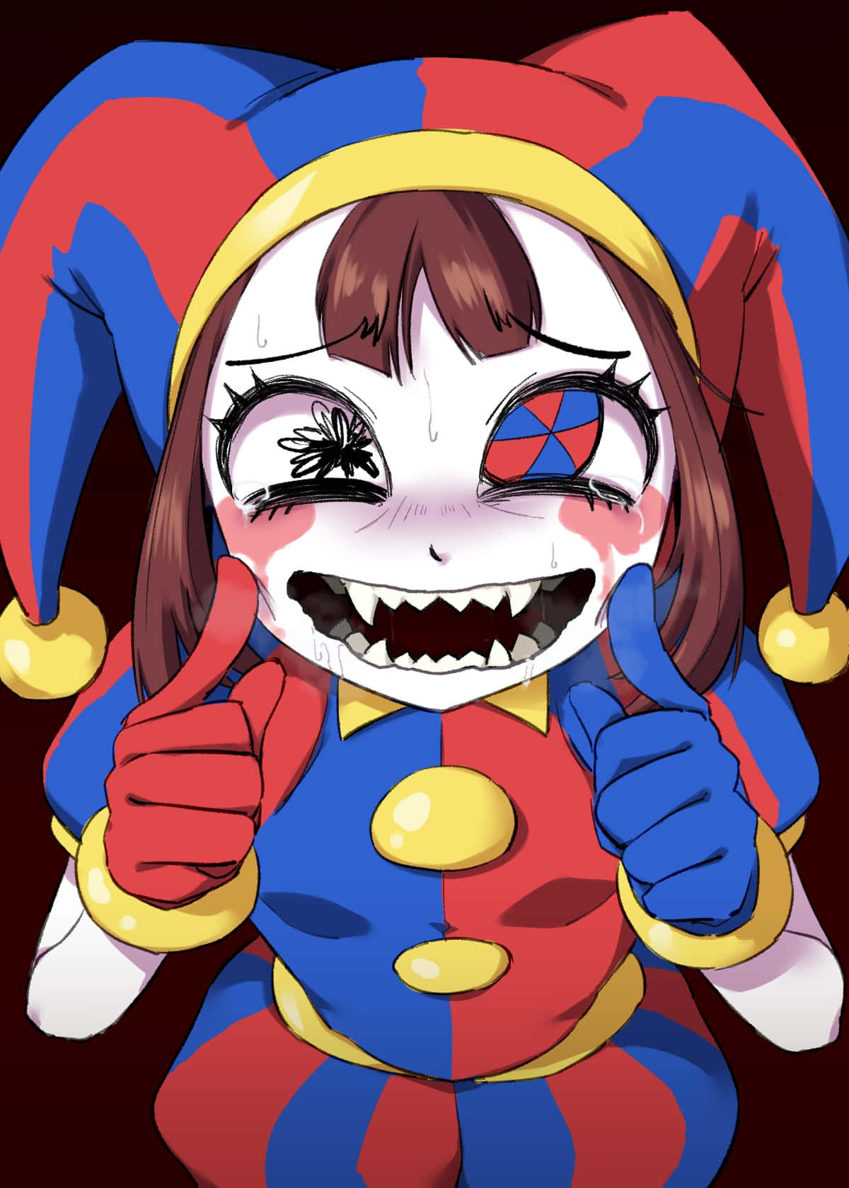 Creepy Clown Girl Illustration Wallpaper