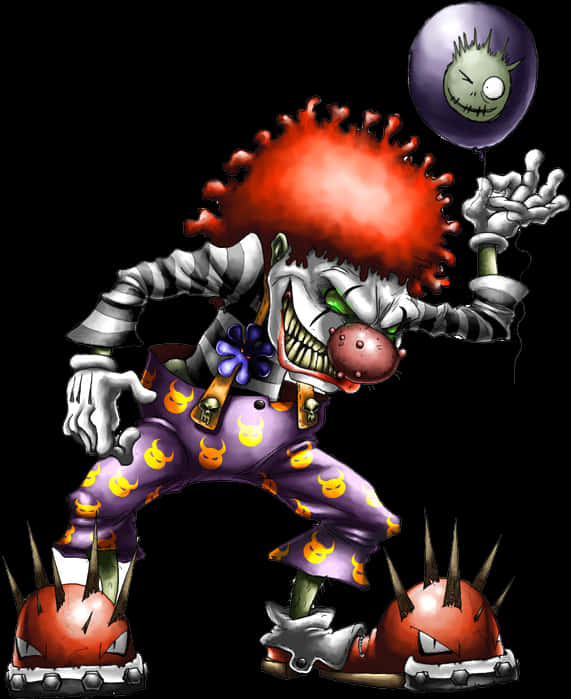 Creepy Clown Holding Balloon.jpg PNG