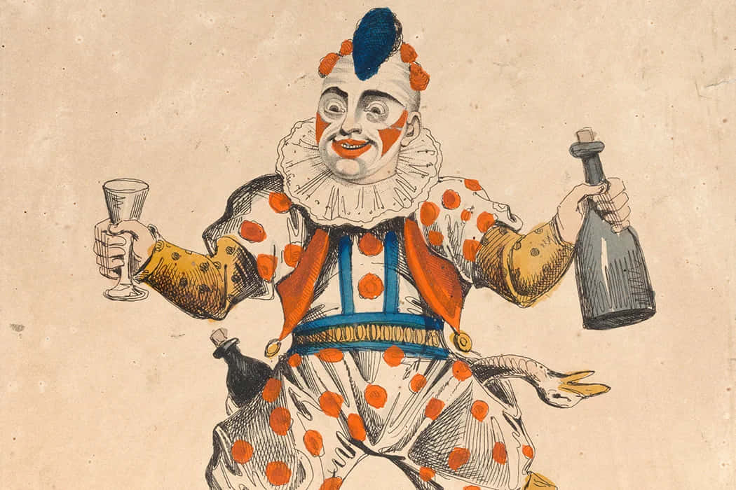 Vintage Picture Of A Creepy Clown Illustration