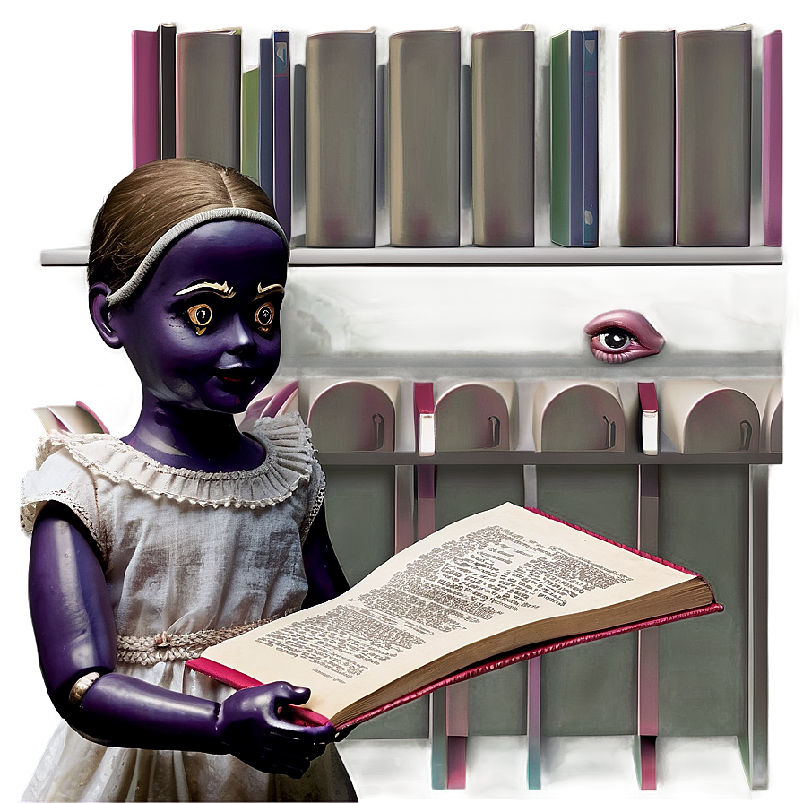 Creepy Doll With Book Png 06252024 PNG